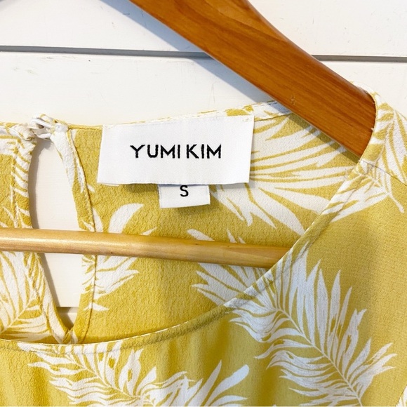 Yum Kim |  Yellow Floral 3/4 Roll Up Sleeve Flowy Shift Dress Size Small - Picture 3 of 8